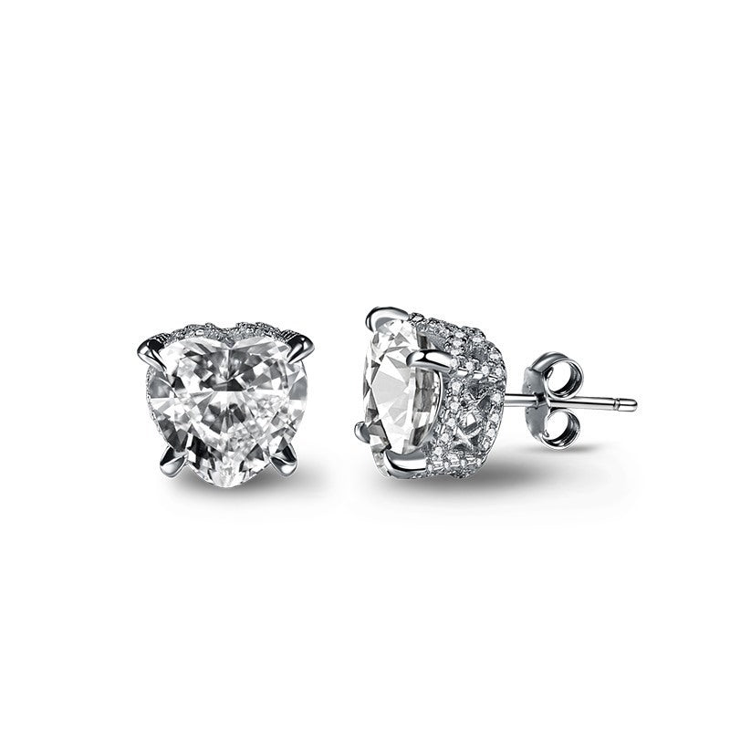 S925 Sterling Silver Zircon Single Rhinestone Ear Studs Female Earrings-Jewearrings