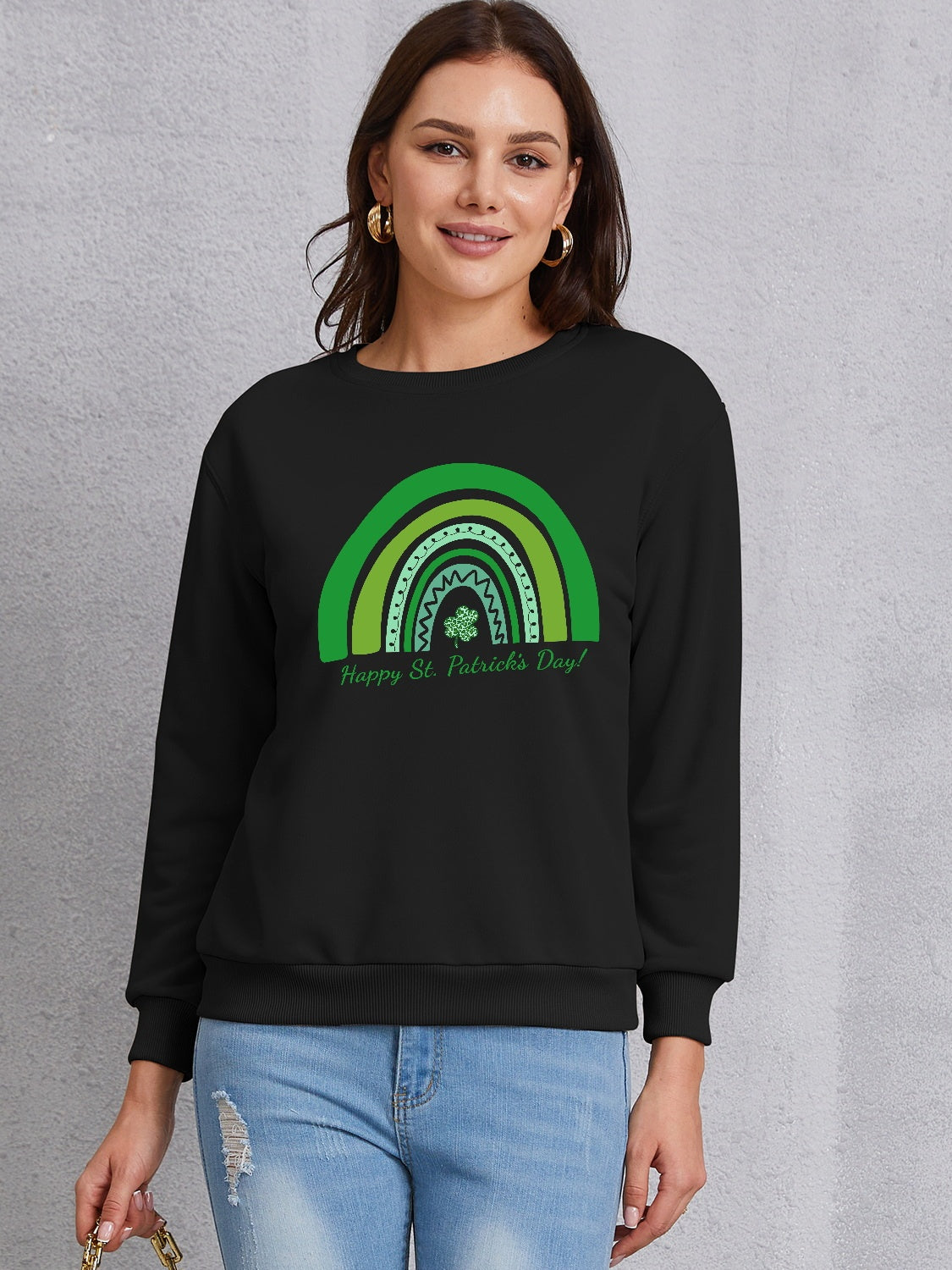 HAPPY ST. PATRICK'S DAY Round Neck Sweatshirt-Jewearrings