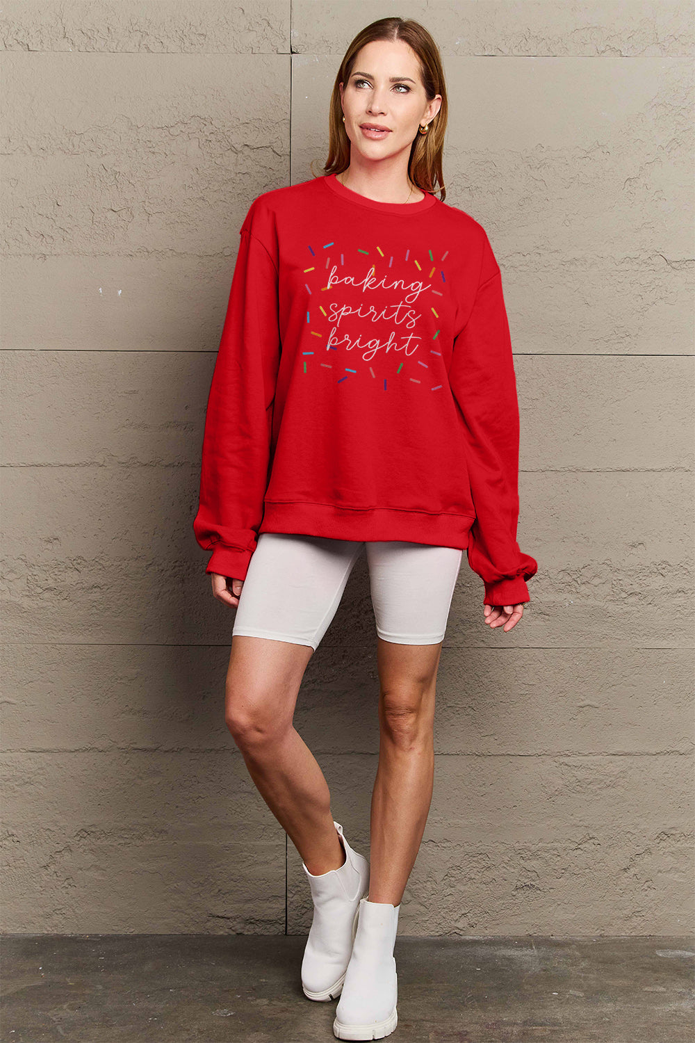 Simply Love Full Size Letter Graphic Round Neck Long Sleeve Sweatshirt-Jewearrings