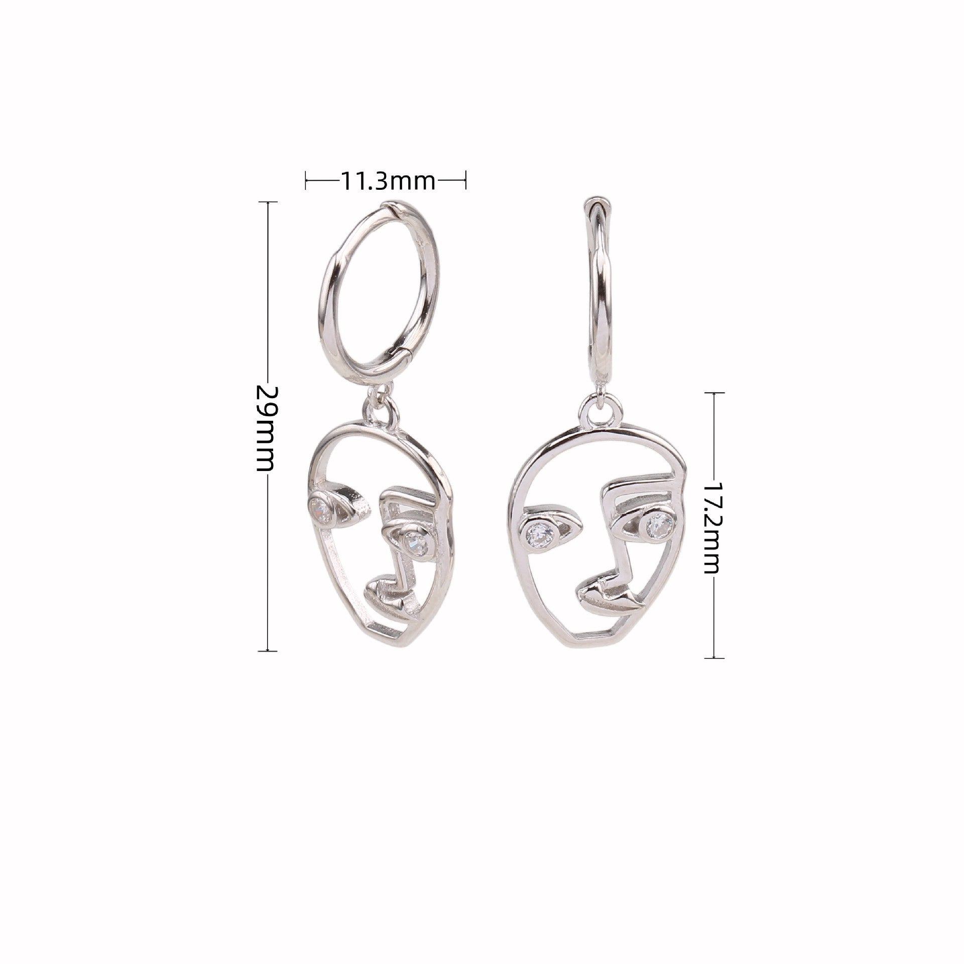 S925 Sterling Silver Ear Clip Abstract Facial Makeup Personality Hollow Out Earrings Fashionable Face Outline Earrings-Jewearrings