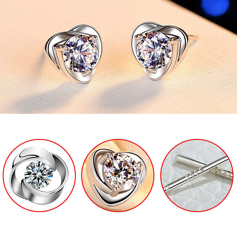 One Week Set S925 Silver Needle Snowflake Love Stud Earrings-Jewearrings