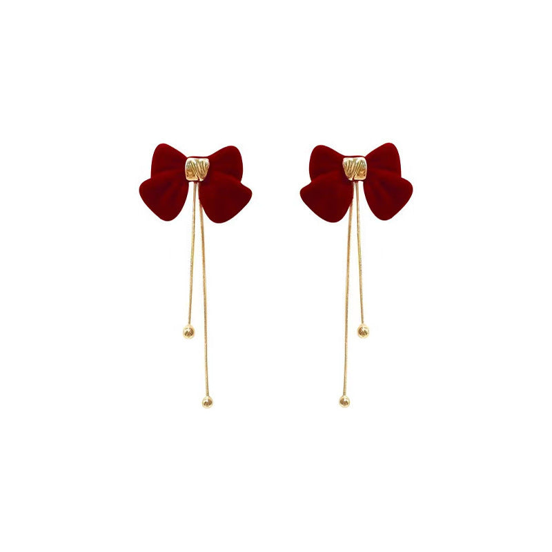 Women's Fashion Tassel Bow Earrings-Jewearrings