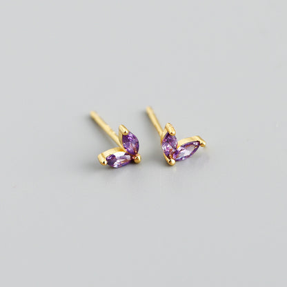 Simple Fashion Multi-color Zircon Horse Eye S925 Silver Stud Earrings-Jewearrings