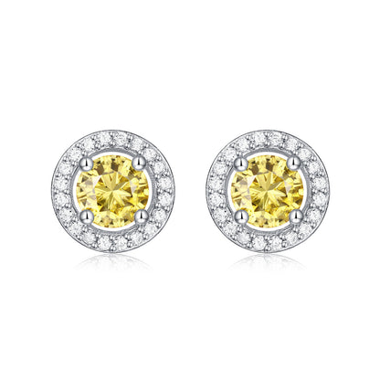 S925 Silver Earrings Moissanite Gold Round Bag Stud Earrings Fashion Sweet Earring Gift Silver Accessories Spot Delivery-Jewearrings