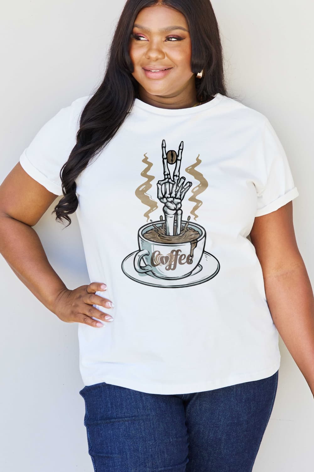 Simply Love Full Size COFFEE Graphic Cotton Tee-Jewearrings