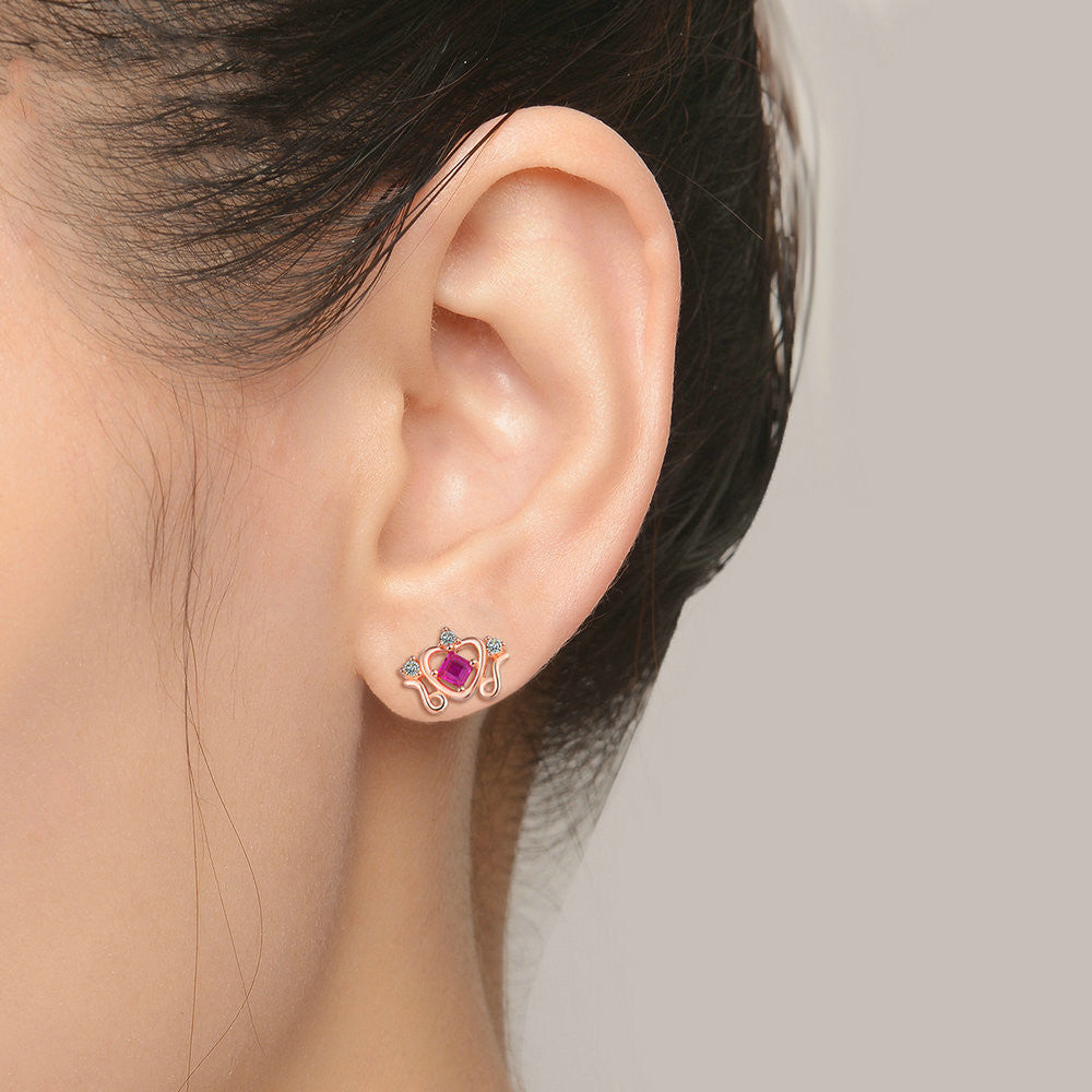 S925 Sterling Silver Color Jewelry Natural Ruby Earrings-Jewearrings