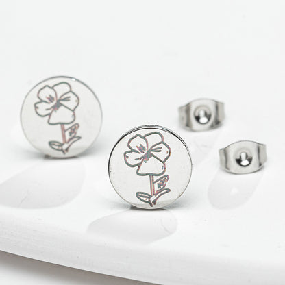 Fashion Animal Flower Etched Stud Earrings-Jewearrings