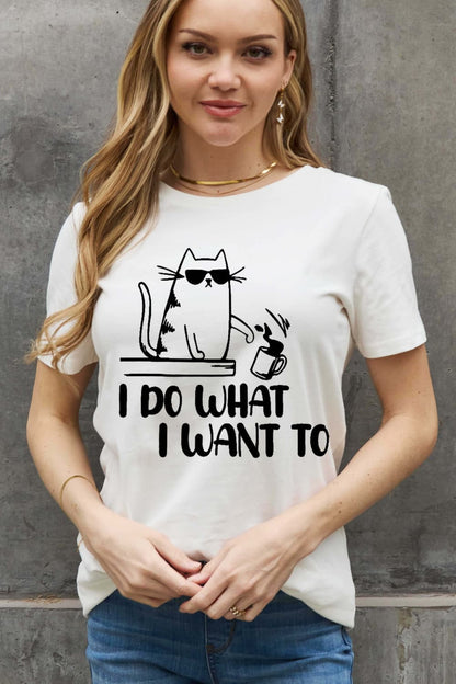 Simply Love Full Size I DO WHAT I WANT TO Graphic Cotton Tee-Jewearrings