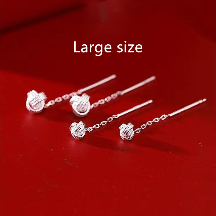 Women's Sterling Silver Ruyi Knot Stud Earrings-Jewearrings