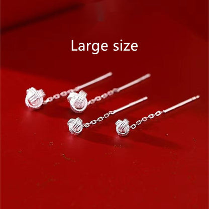 Women's Sterling Silver Ruyi Knot Stud Earrings-Jewearrings