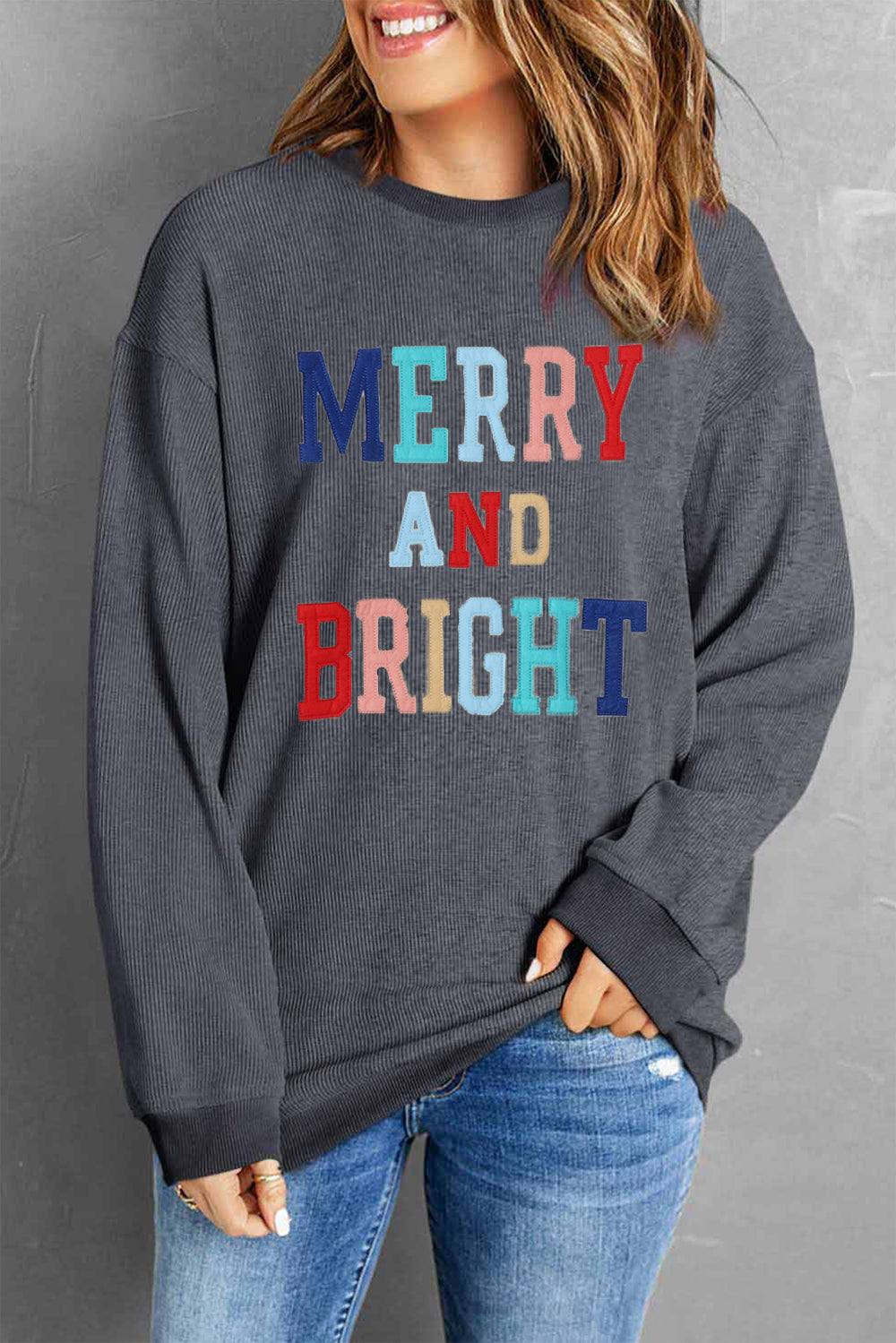 MERRY AND BRIGHT Graphic Sweatshirt-Jewearrings