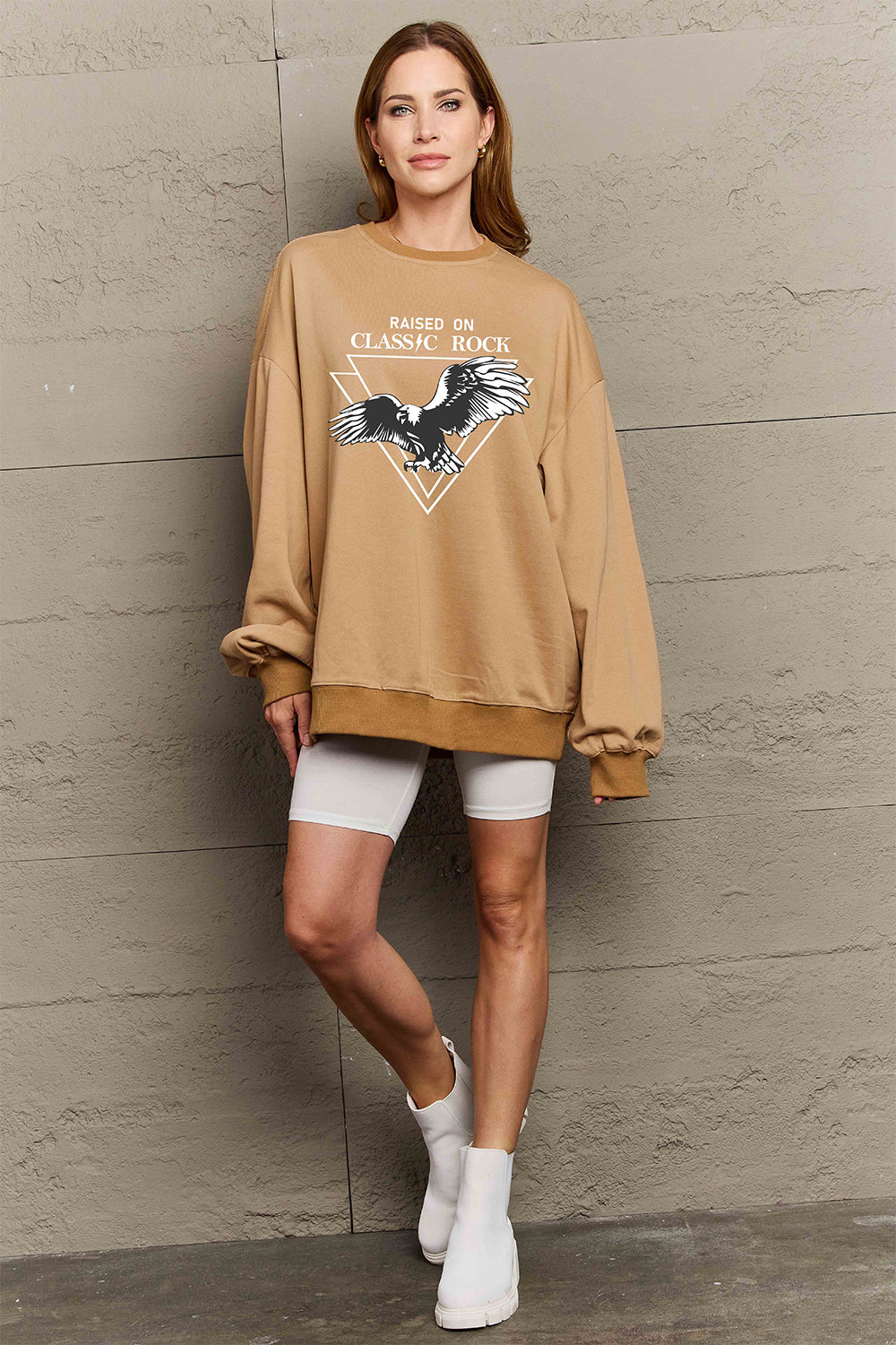 Simply Love Full Size Eagle Graphic Drop Shoulder Sweatshirt-Jewearrings