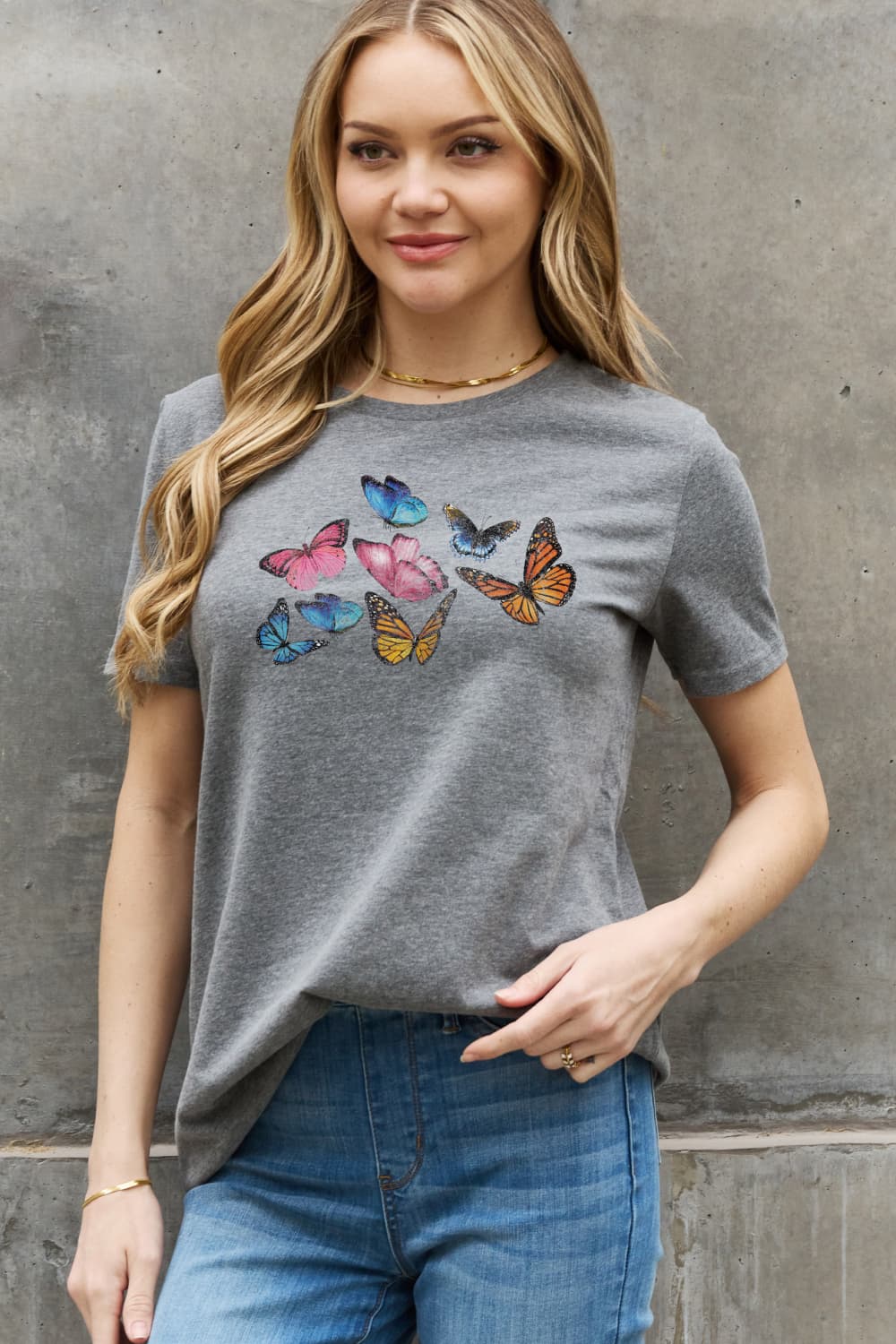 Simply Love Full Size Butterfly Graphic Cotton Tee-Jewearrings