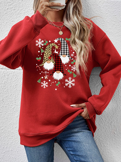 Faceless Gnomes Graphic Drop Shoulder Sweatshirt-Jewearrings