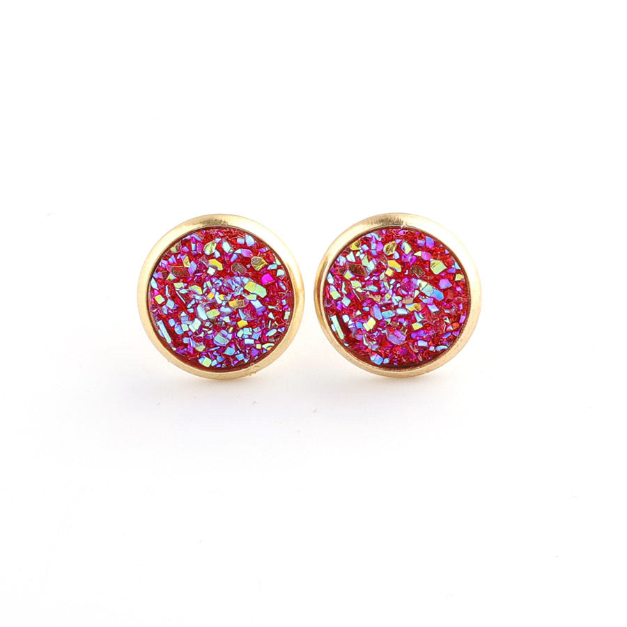 Starry Stainless Steel Water Plated Gold Stud Earrings-Jewearrings