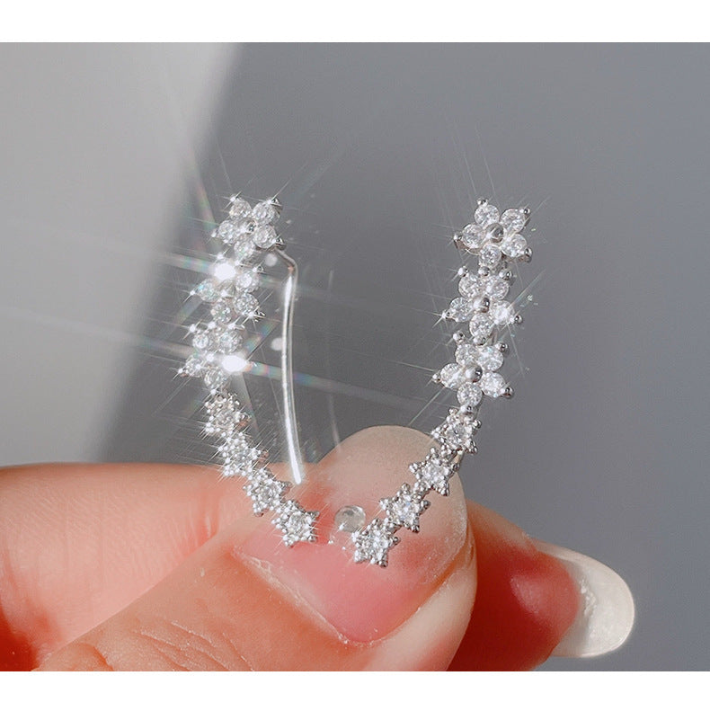 Women's Rhinestone Zircon Flower Stud Earrings-Jewearrings