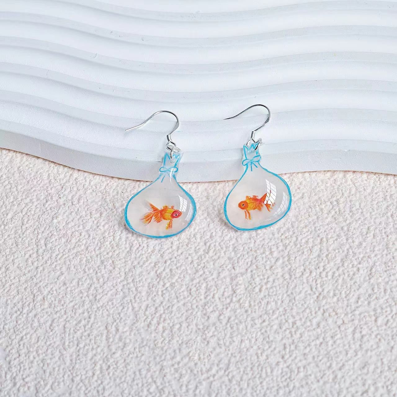 Pocket Goldfish Sterling Silver Earrings Non-piercing Ear Clip-Jewearrings