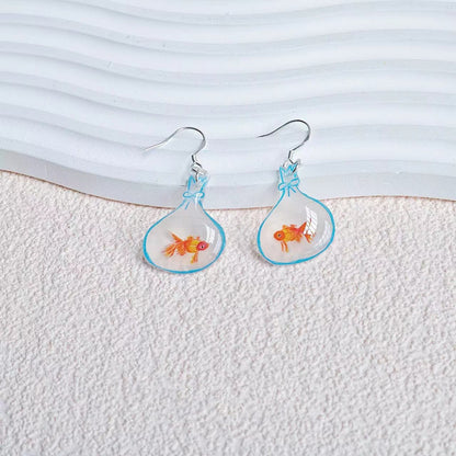 Pocket Goldfish Sterling Silver Earrings Non-piercing Ear Clip-Jewearrings