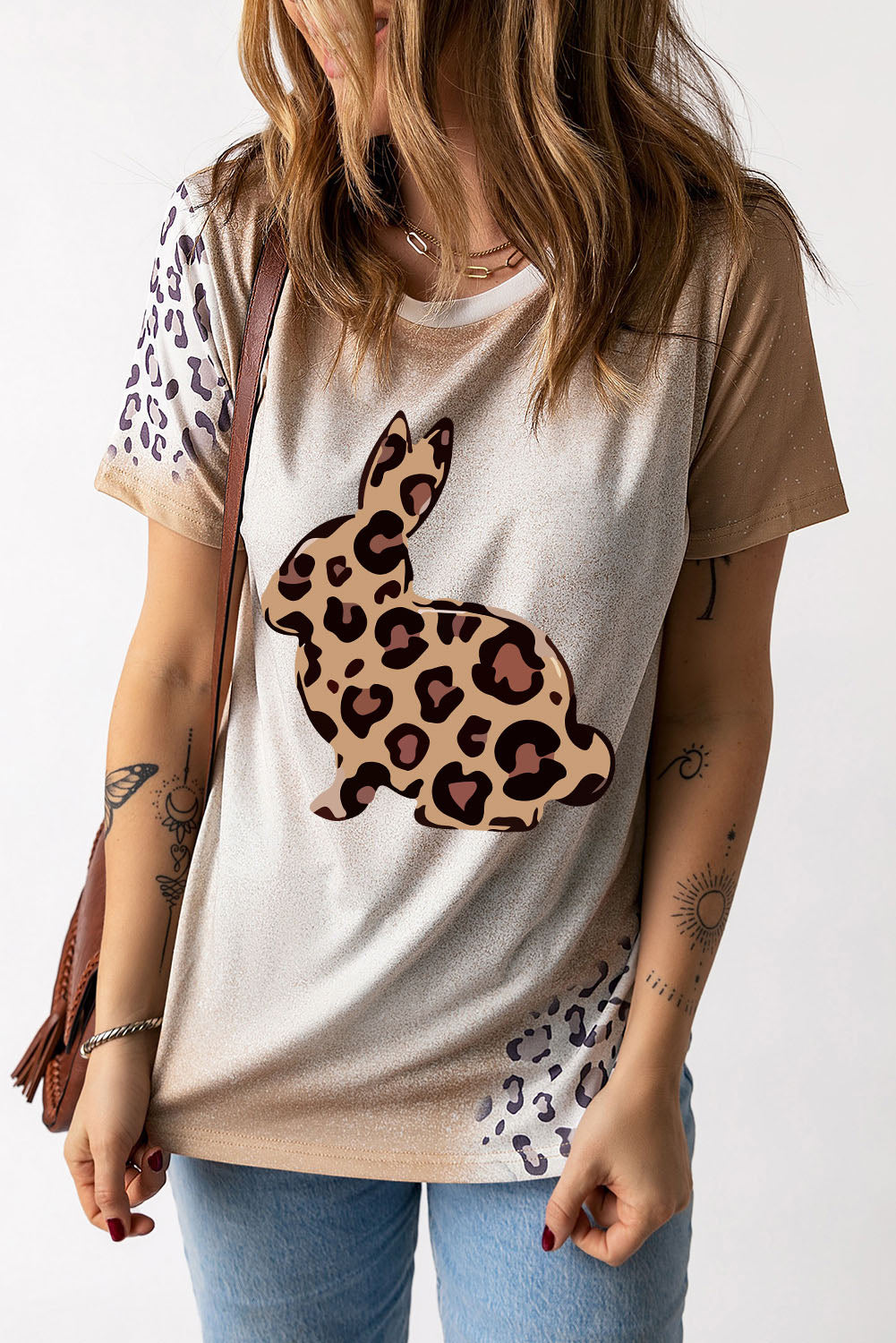 Easter Leopard Graphic Tee Shirt-Jewearrings