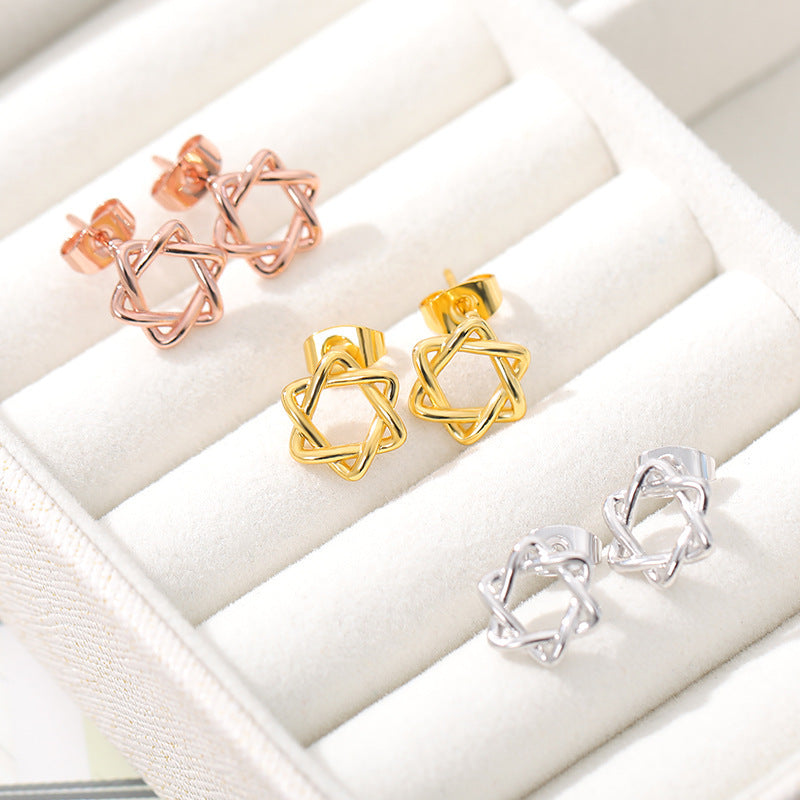 Stainless Steel Stud Earrings Fashion Jewelry Bohemian Hexagonal Star-Jewearrings