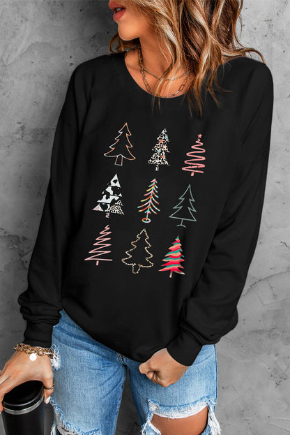 Chrismas Tree Graphic Sweatshirt-Jewearrings