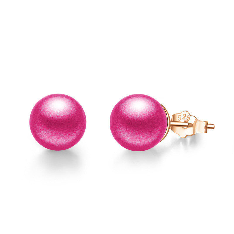 Silver Pearl Stud Earrings Women's Simple And Versatile-Jewearrings