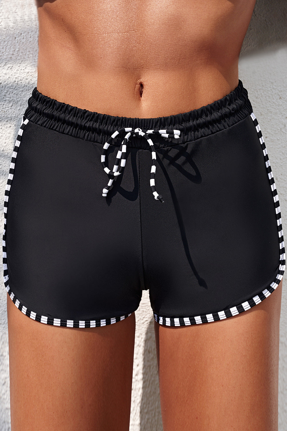 Full Size Contrast Drawstring Waist Swim Shorts-Jewearrings