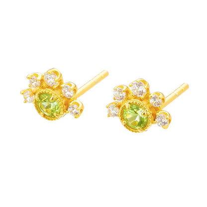 S925 Silver Plated 14K Gold Olivine Earrings-Jewearrings