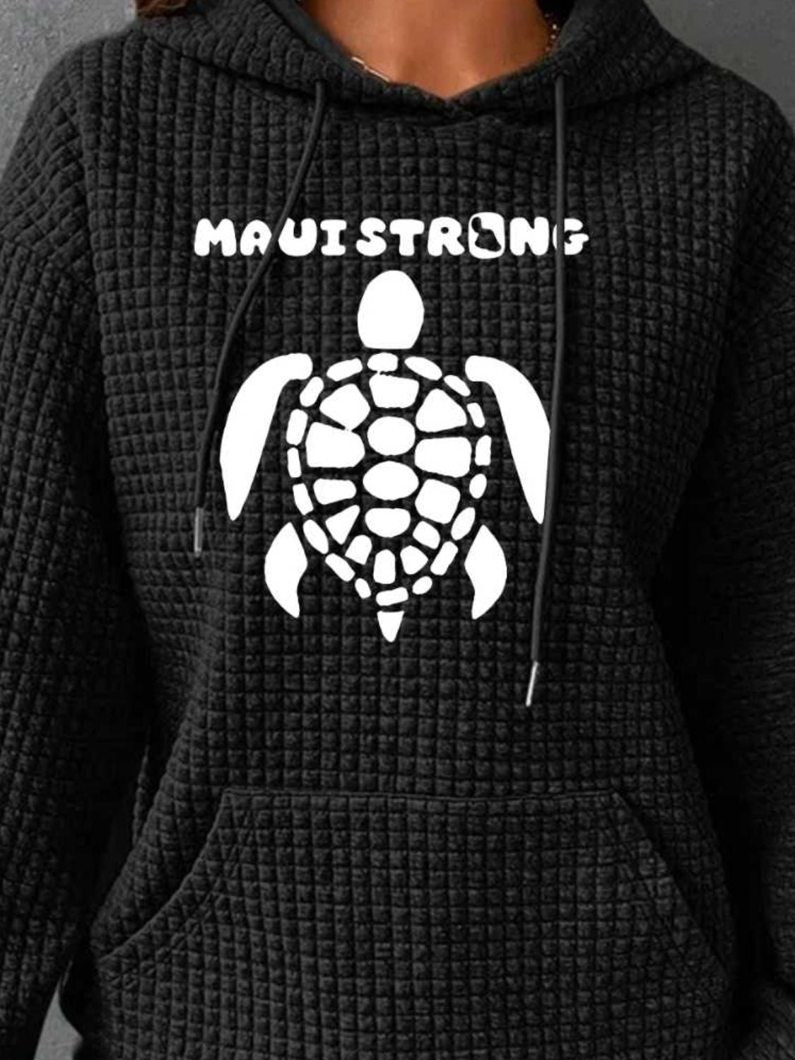 Full Size Turtle Graphic Drawstring Hoodie-Jewearrings