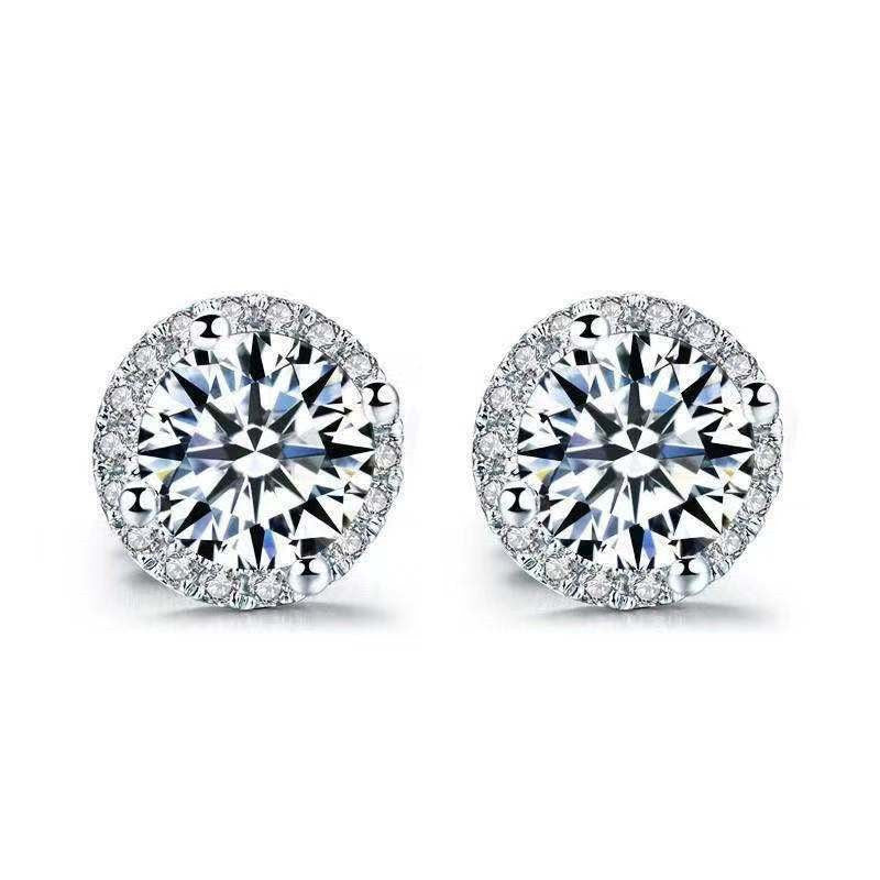 Moissanite Round Bag Stud Earrings D Color Fashion Group Setting-Jewearrings