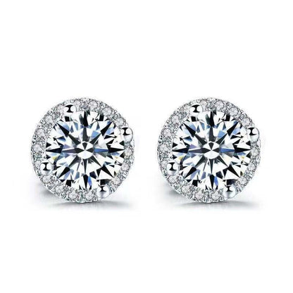 Moissanite Round Bag Stud Earrings D Color Fashion Group Setting-Jewearrings