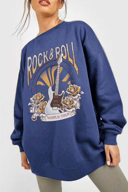 Simply Love Simply Love Full Size ROCK & ROLL WORLD TOUR Graphic Sweatshirt-Jewearrings