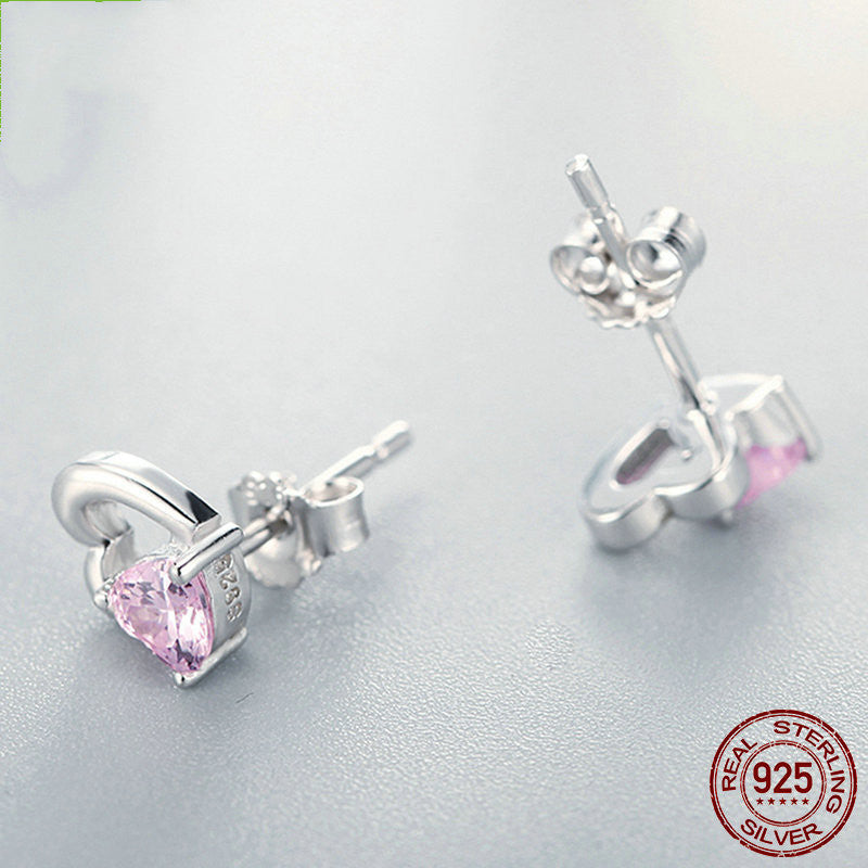 Sterling silver s925 heart-shaped zircon earrings-Jewearrings