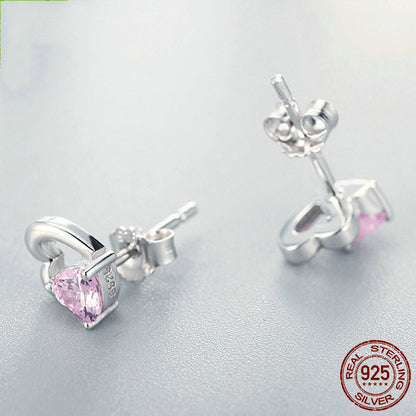 Sterling silver s925 heart-shaped zircon earrings-Jewearrings