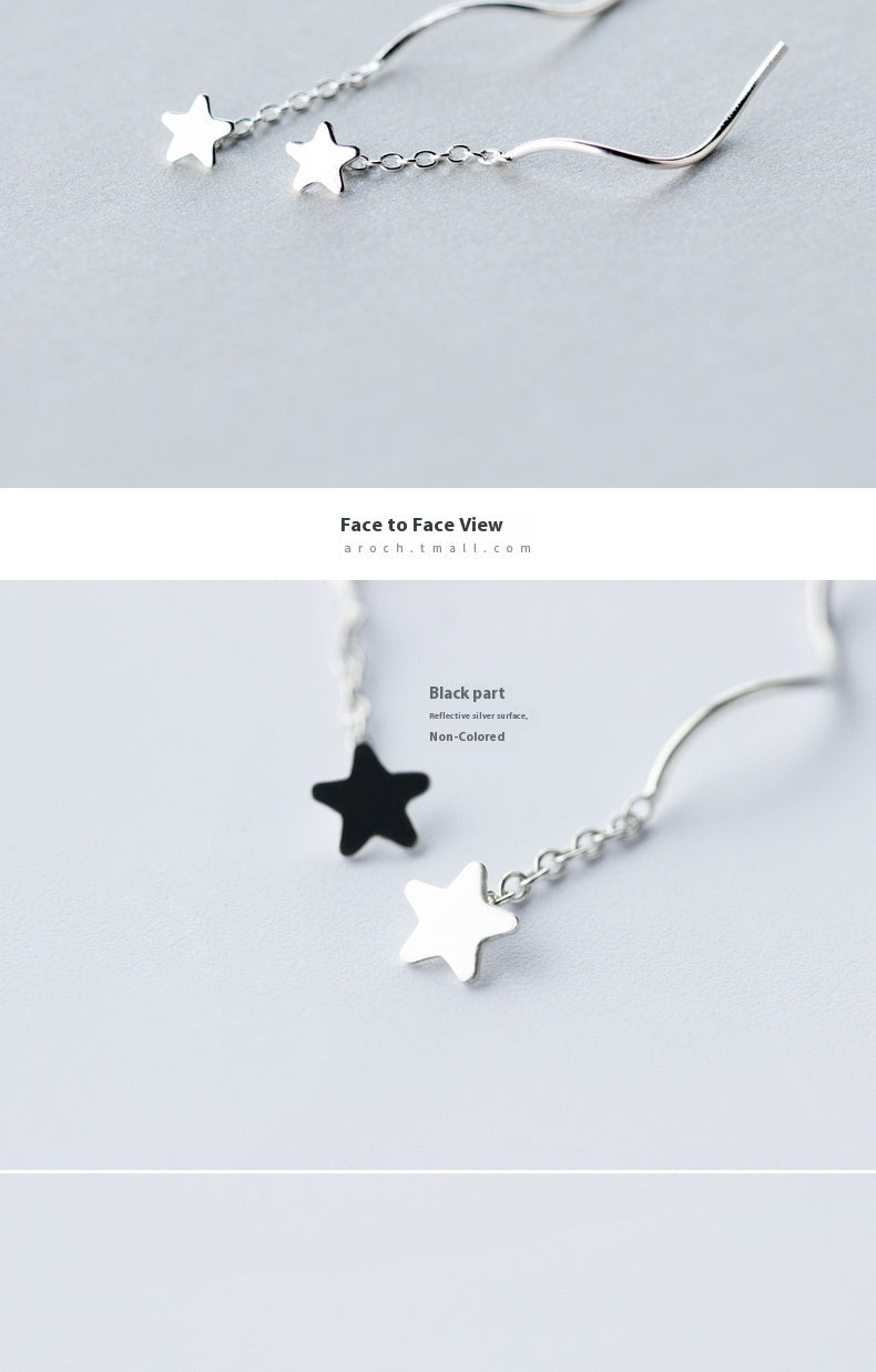 Fashion Personality Five-pointed Star S925 Silver Earrings Female-Jewearrings