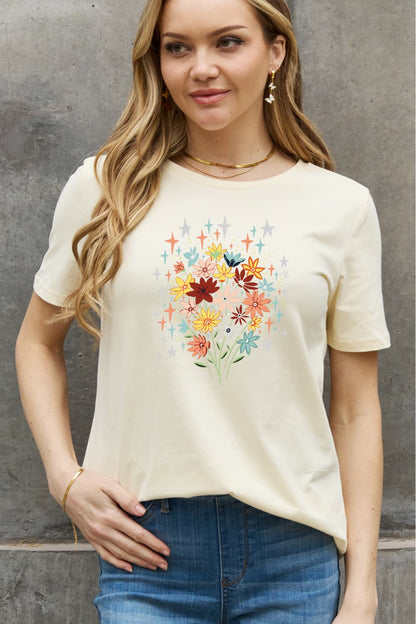 Simply Love Full Size Floral Graphic Cotton Tee-Jewearrings