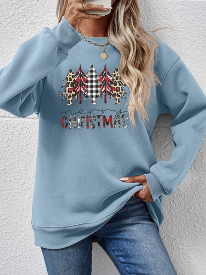 MERRY CHRISTMAS Round Neck Long Sleeve Sweatshirt-Jewearrings