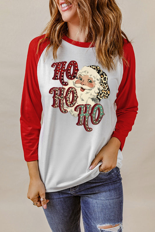 Santa Graphic Raglan Sleeve T-Shirt-Jewearrings