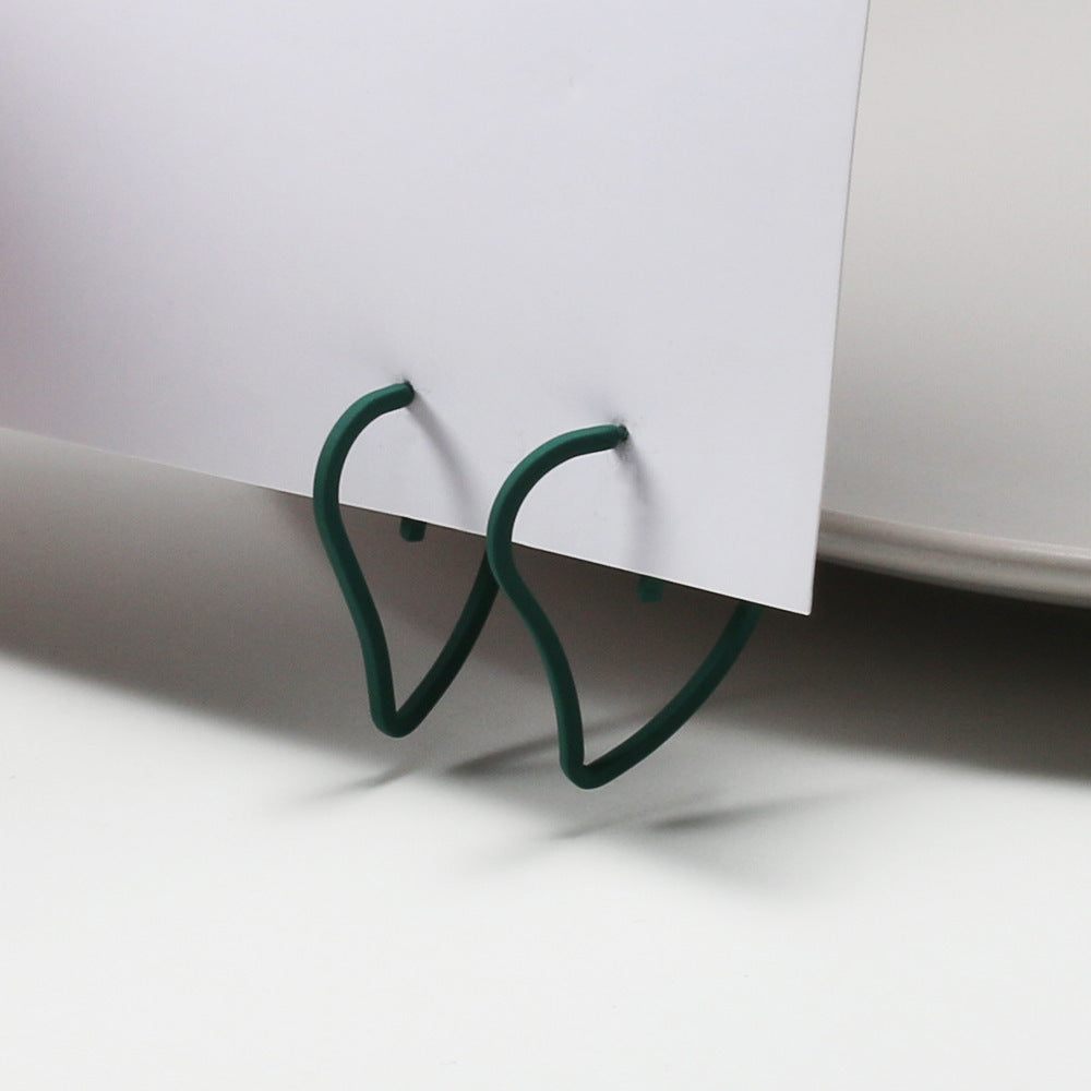 Silver Needle Baked Lacquer Geometric Earrings Female Simple Emerald Stud Earrings-Jewearrings