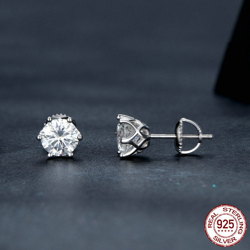 Fashion Six-claw Moissanite Stud Earrings-Jewearrings