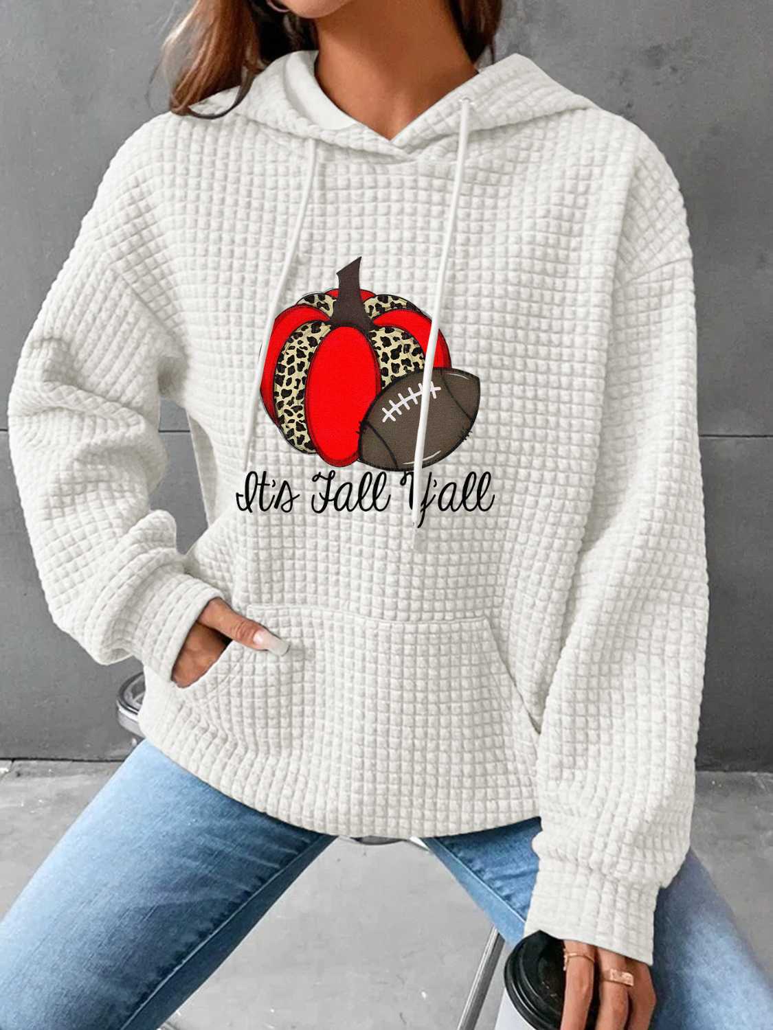 Fall Graphic Hoodie with Front Pocket-Jewearrings