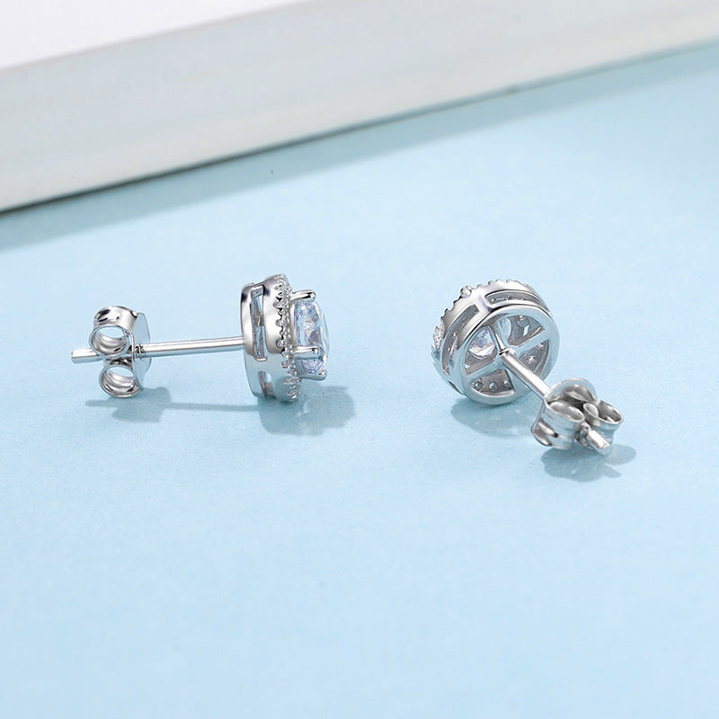 Round Bag Ear Studs Four-claw Moissanite Stud Earrings-Jewearrings