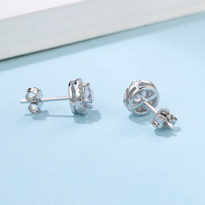 Round Bag Ear Studs Four-claw Moissanite Stud Earrings-Jewearrings