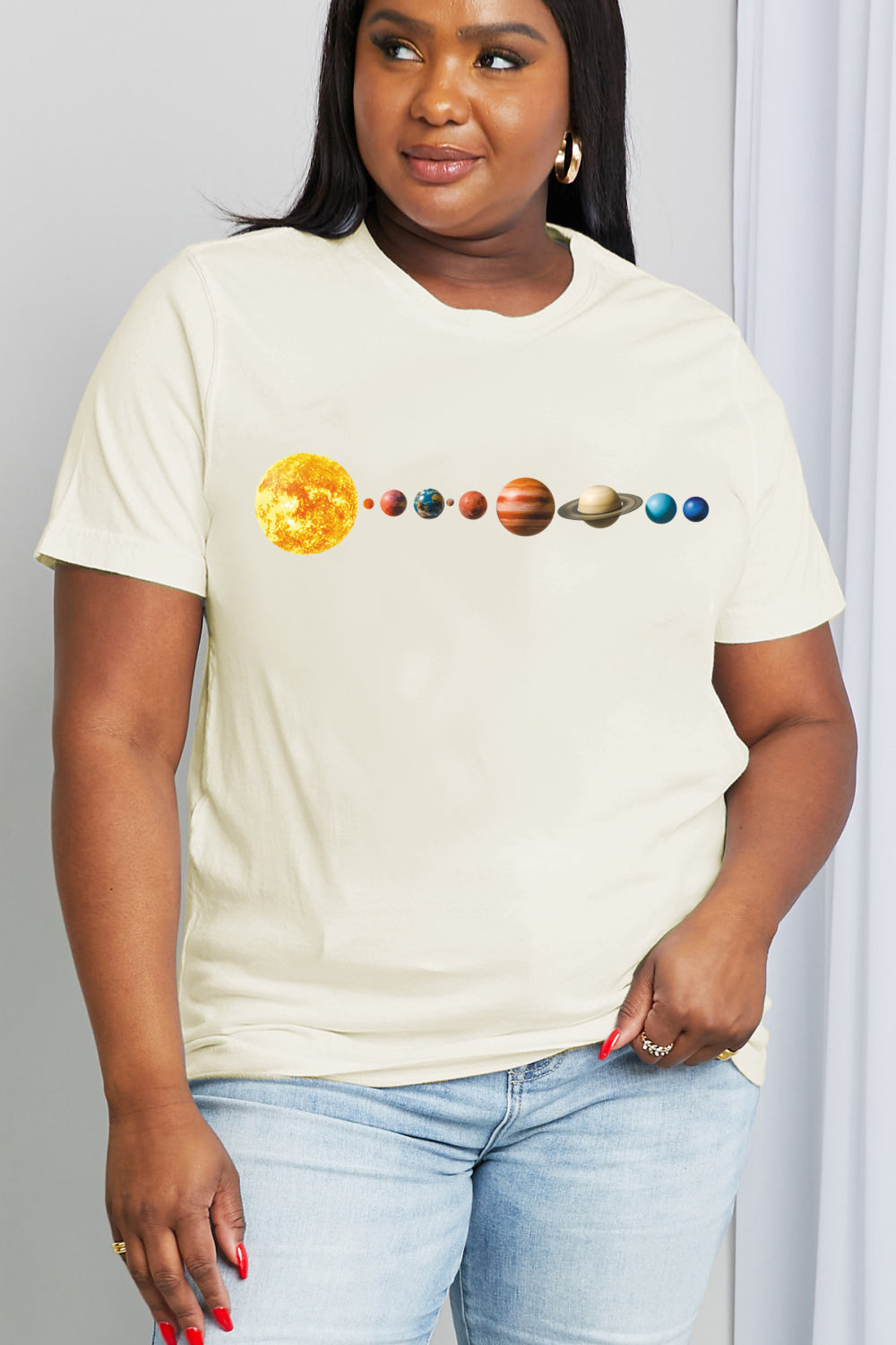 Simply Love Full Size Solar System Graphic Cotton Tee-Jewearrings