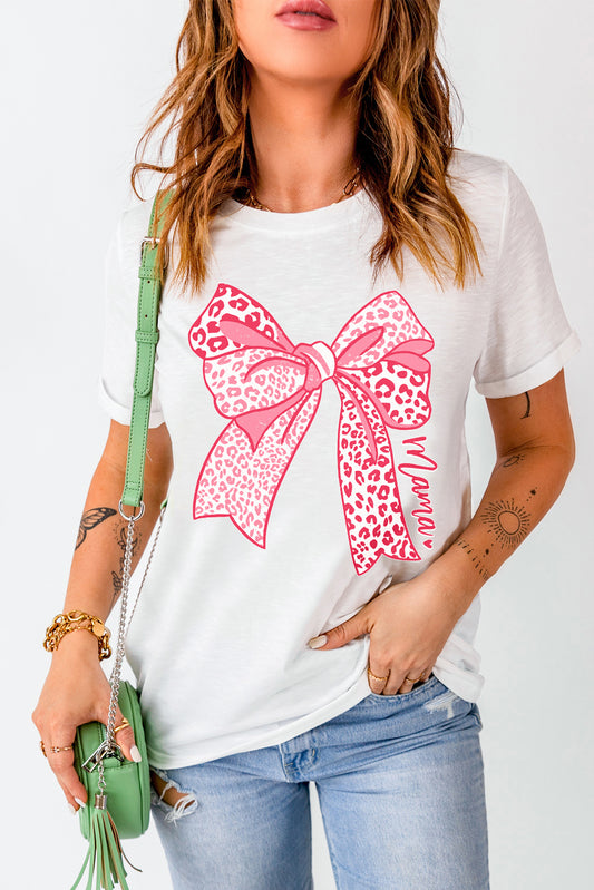 Bow Graphic Round Neck Short Sleeve T-Shirt-Jewearrings