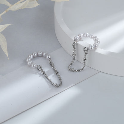 Pearl Tassel Ear Clip Female Niche Design Earrings-Jewearrings