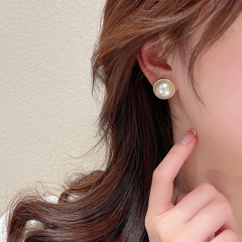 Light Luxury High-grade Large Pearl Earrings Women-Jewearrings