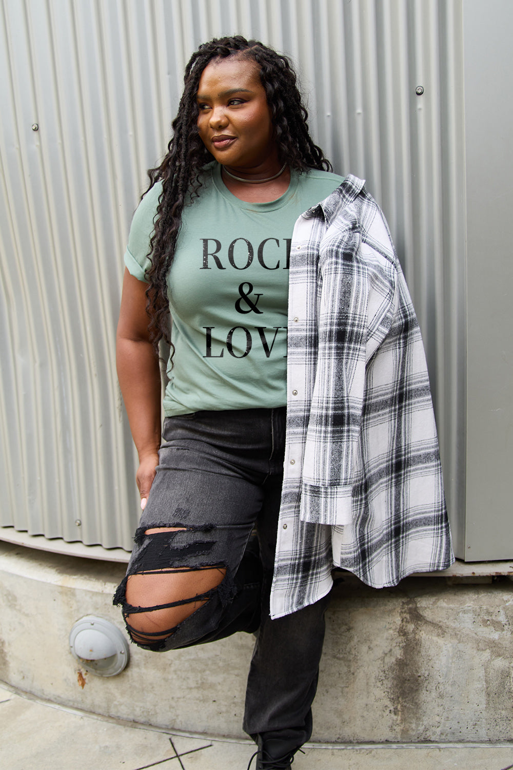 Simply Love Full Size ROCK ＆ LOVE Short Sleeve T-Shirt-Jewearrings