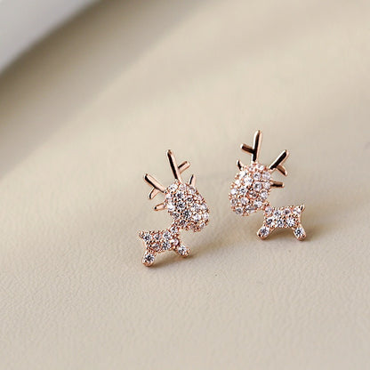 Personality Fawn Wild Stud Earrings Silver Needle Temperament Cute Trend-Jewearrings