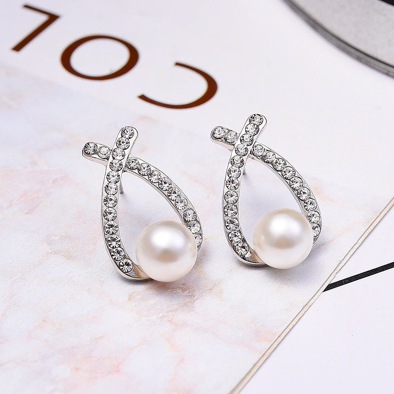 Summer Women's Earrings 925 Silver Needle Pearl Earrings-Jewearrings